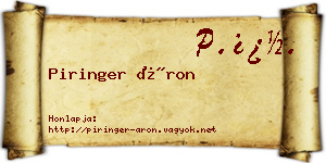 Piringer Áron névjegykártya